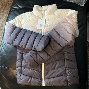 Women’s medium ombré coat, Zyia Fades from off-white to dark lavender NWT